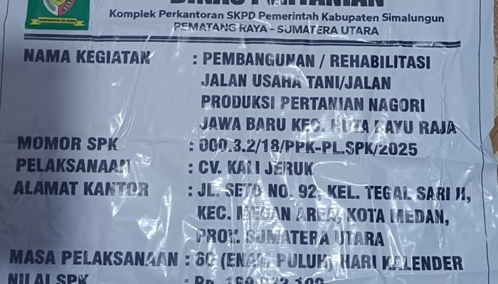 Pembangunan Jalan Usaha Tani Dinagori Jawa Baru Yang dikerjakan CV KALI JERUK Diduga Ajang Sarat Korupsi